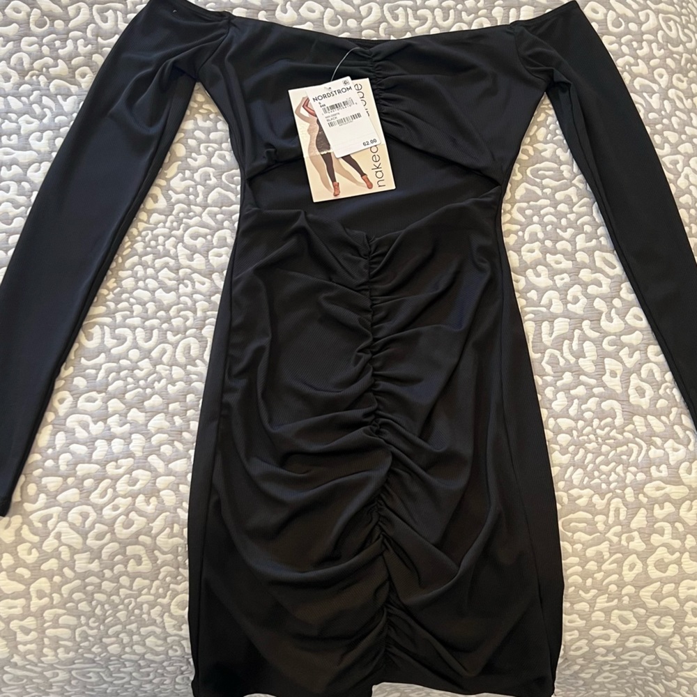 Naked Wardrobe long sleeve cut our bodycon dress in back